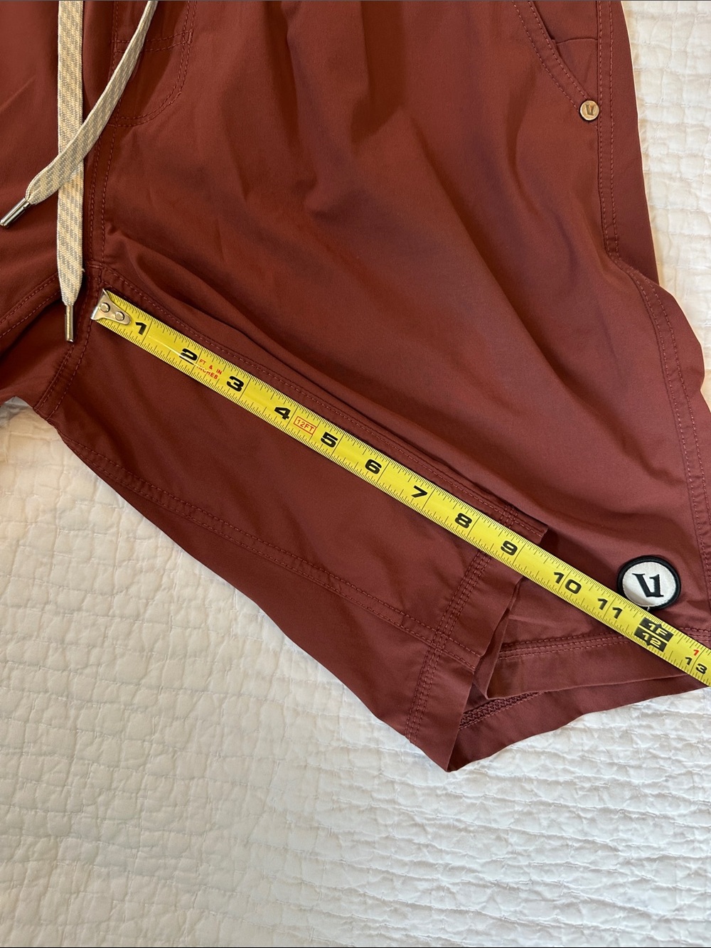 Vuori Men’s Rust Athletic Shorts with liner, Size L, 9 inch inseam - Picture 6 of 6